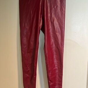 Red Faux Leather Leggings with Sleek Silhouette S